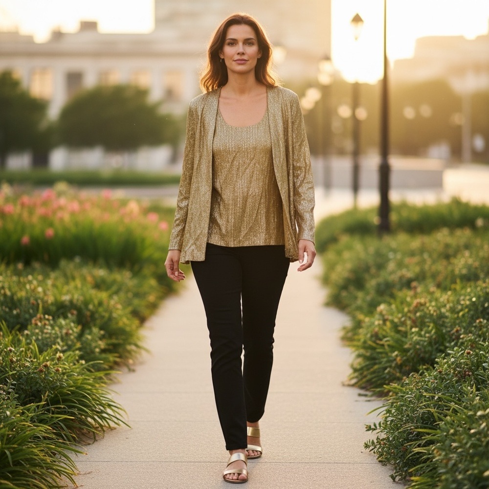 Vintage Teddi of California Gold Textured Blouse